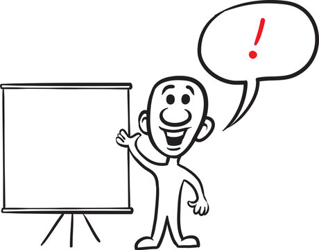 PNG image with transparent background of doodle small person showing presentation