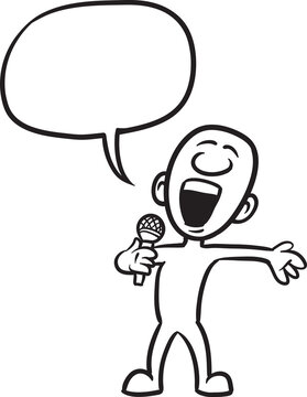 PNG image with transparent background of doodle small person singing song
