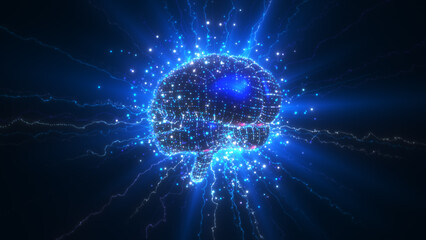 デジタルの脳。デジタルテクノロジーの背景素材。AIや近未来やシステムエンジニアのデザインに合います