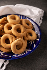 Coricos. Also known as Harinillas de maiz crudo, Tacuarines, Ensecos, Biscochos, Biscochuelos, Coricochis or Pemoles..Mexican corn cookies.