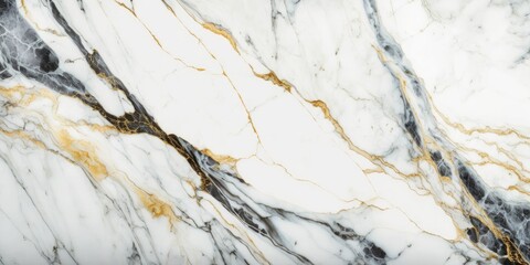 White Marble with Gold Streaks, Strong Stone, Closeup Background Showing Grain and Texture - Wallpaper