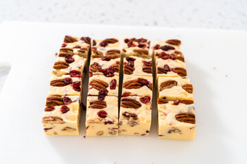 Homemade White Chocolate Cranberry Pecan Fudge