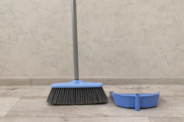 Blue new Cleaning plastic mop on floor