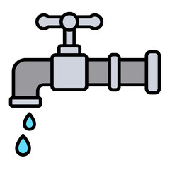 Water Tap Filled Line Icon