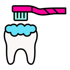 Teeth Brushing Filled Line Icon