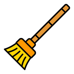 Broom Filled Line Icon