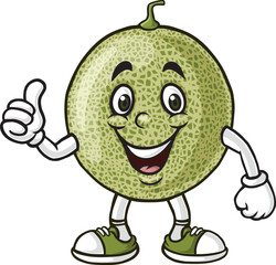 Cartoon melon character giving a thumbs up