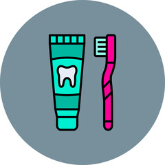Dental Hygiene Multicolor Circle Filled Line Icon