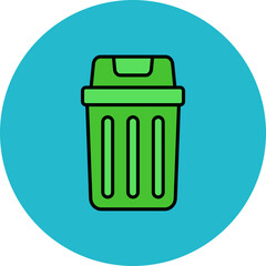 Trash Bin Multicolor Circle Filled Line Icon