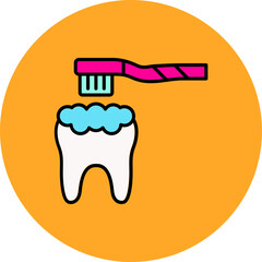 Teeth Brushing Multicolor Circle Filled Line Icon