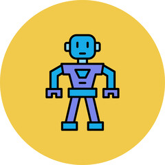 Robot Multicolor Circle Filled Line Icon