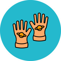 Space Gloves Multicolor Circle Filled Line Icon