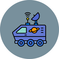 Space Rover Multicolor Circle Filled Line Icon