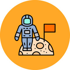 Moon Landing Multicolor Circle Filled Line Icon