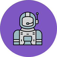 Astronaut Multicolor Circle Filled Line Icon