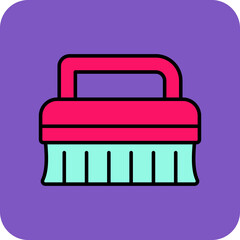 Cleaning Brush Multicolor Round Corner Filled Line Icon