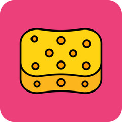 Sponge Multicolor Round Corner Filled Line Icon