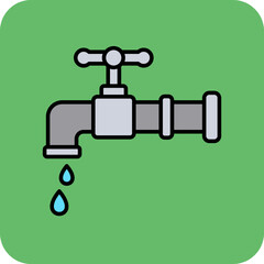 Water Tap Multicolor Round Corner Filled Line Icon