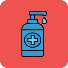 Hand Sanitizer Multicolor Round Corner Filled Line Icon