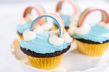 Unicorn rainbow chocolate cupcake