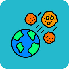 Meteor Shower Multicolor Round Corner Filled Line Icon
