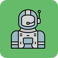 Astronaut Multicolor Round Corner Filled Line Icon