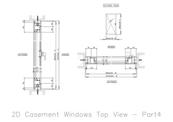 2D Casement Windows Top View