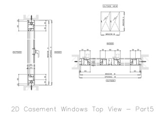 2D Casement Windows Top View