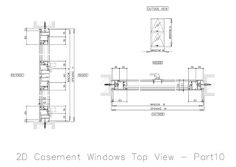 2D Casement Windows Top View