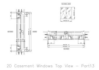 2D Casement Windows Top View