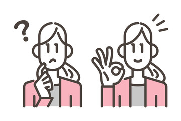 Problem, solution set: Young woman【Vector illustration】