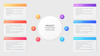 Modern Infographics Design Template with 6 Options Steps Data Blocks