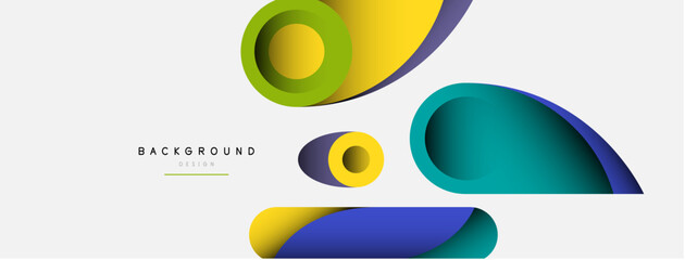 Abstract background. Minimal geometric circles and round style shapes with deep shadow effects. Trendy technology business template for wallpaper banner or background