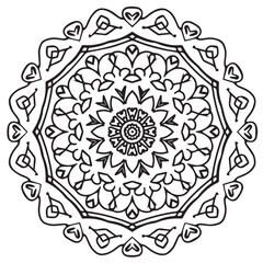 Circular pattern in form of mandala for Henna, Mehndi, tattoo, decoration. Decorative ornament in ethnic oriental style. Coloring book page.