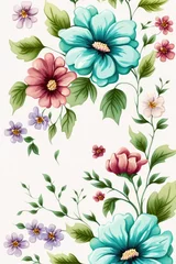 Gordijnen gouache painted flowers pattern on white background  © Alexander