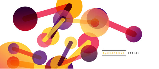 Abstract background. Round dots connected by lines. Trendy techno business template for wallpaper, banner, background or landing