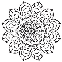 Hand drawn Elegant mandala design with abstract floral design. Suitable for coloring book, henna, or advertising
