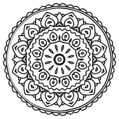 Circular pattern in form of mandala for Henna, Mehndi, tattoo, decoration. Decorative ornament in ethnic oriental style. Coloring book page.