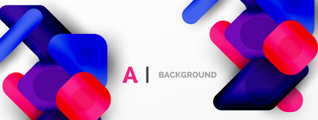 Minimal geometric abstract background. Colorful geometric blocks. Lines, squares and triangles composition wallpaper