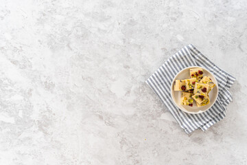 Cranberry pistachio fudge