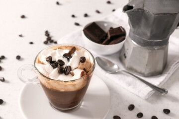 Italian Bicerin, a famous Italian drink made with espresso coffee and hot chocolate.