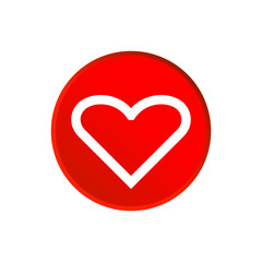 White line heart on red dot icon