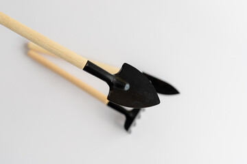 Miniature shovel isolated on white background