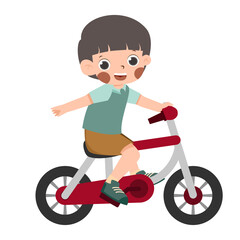 Fototapeta na wymiar Kid playing bicycle 