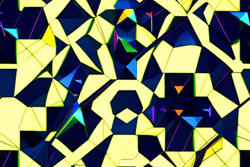 Abstract Yellow Blue Geometric Shapes  Background Tiles, Pattern Wallpaper Generative AI illustration