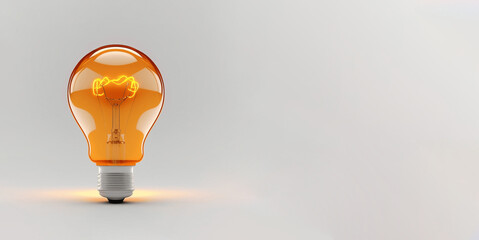 Orange lightbulb on isolated white background. Creativity and electricity concept. copy space text. Generative AI.