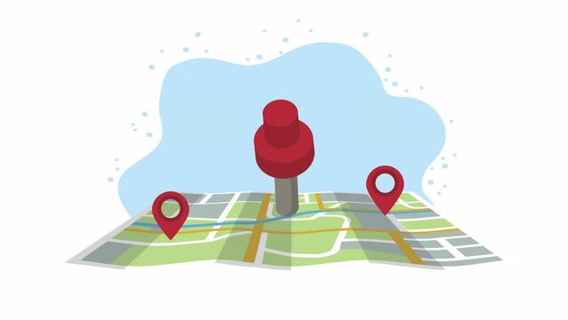 clip position mark in paper map animation