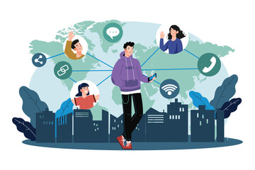 Connect Social Media Network Flowchart With Online Calls