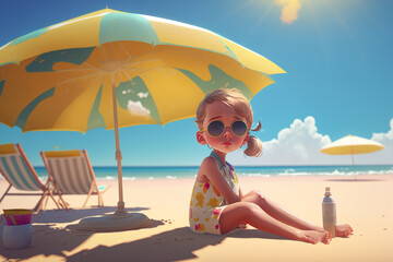 sun, beach, summer , Generative AI