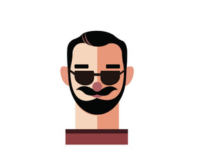 Cool Man profile photo icon, Profile Icon Male Head. Face Flat Design Vector Illustration. Perfect for coloring book, textiles, icon, web, painting, books, t-shirt print.